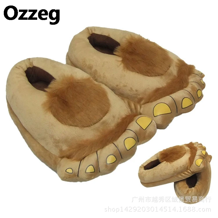 New Winter Indoor Slippers Plush Home Shoes Women Men Children Funny Paw Slippers for Christmas Monster Dinosaur Claw Plush Home