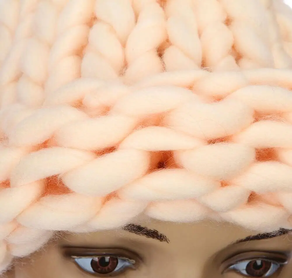 new Casual Beanies Women Thick lines Winter Hats Crochet Knitting Wool Cap Fur Pompons Ball Warm Gorros Outdoor Thick Female Cap image 5