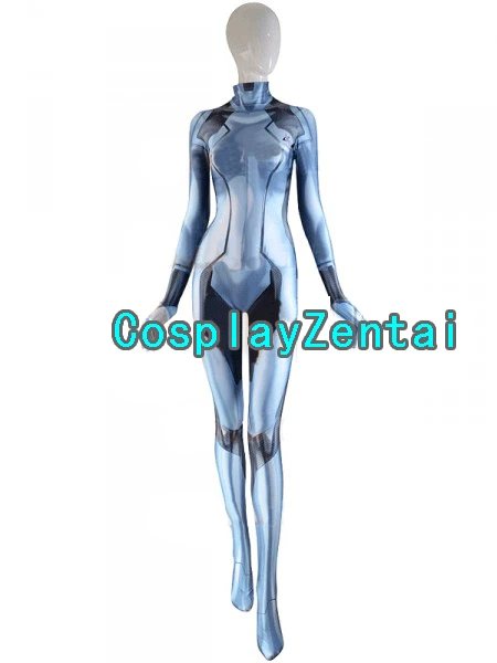 

Samus Zero Costume Girl Suit 3D Printing Spandex Silver Color Cosplay Zentai Costume