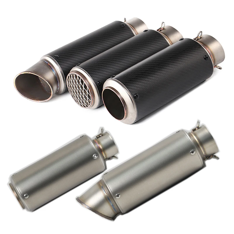 51MM 60MM Inlet Universel Motorcycle Exhaust SC Muffler Racing Titanium Color Carbon Fiber Silencer Escape Fit Most Moto SC009