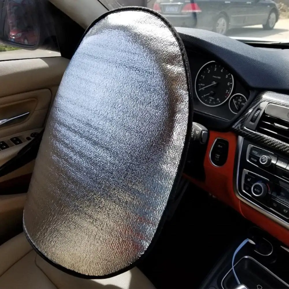 Summer Car Steering Wheel Side Window Shades Pearl Cotton Steering Wheel Cover Sunscreen Insulation Electrostatic Mesh Side Suns