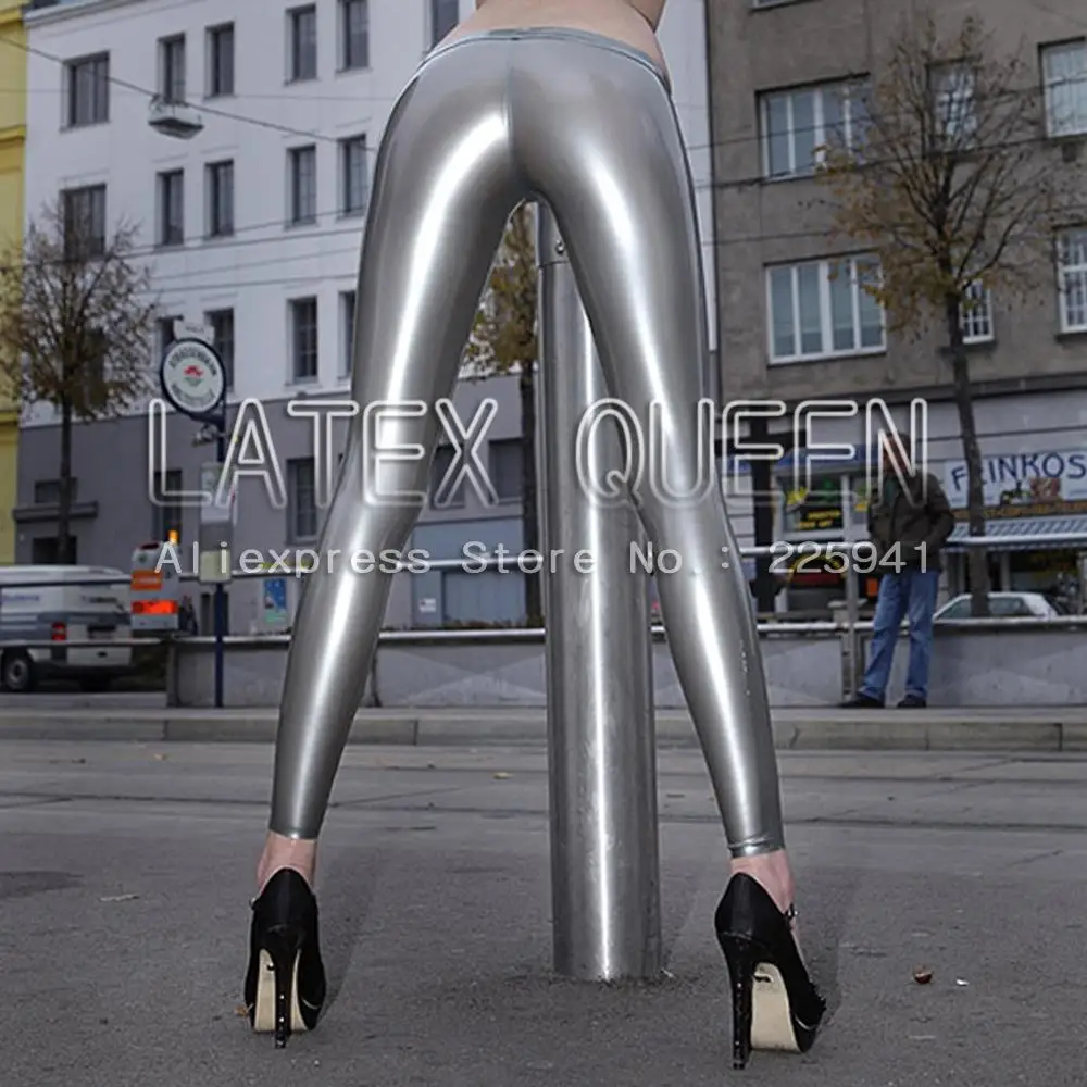 silvery nature rubber latex leggings