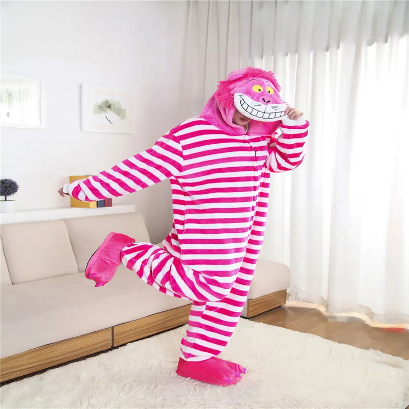 MINISO Kigurumi New Sleepsuit Adults Cartoon Cheshire Cat Pajamas Animal Unisex Onesies Cosplay Costumes