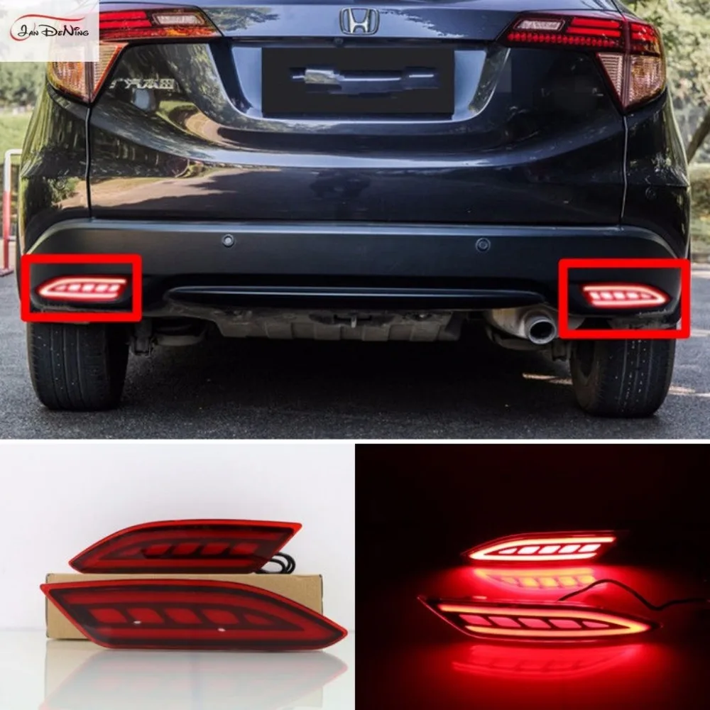 JanDeNing LED Rear Bumper Reflector Lights Brake Turn Signal Light Driving Lights Warning  DRL  For HONDA Vezel HRV 2015-2016