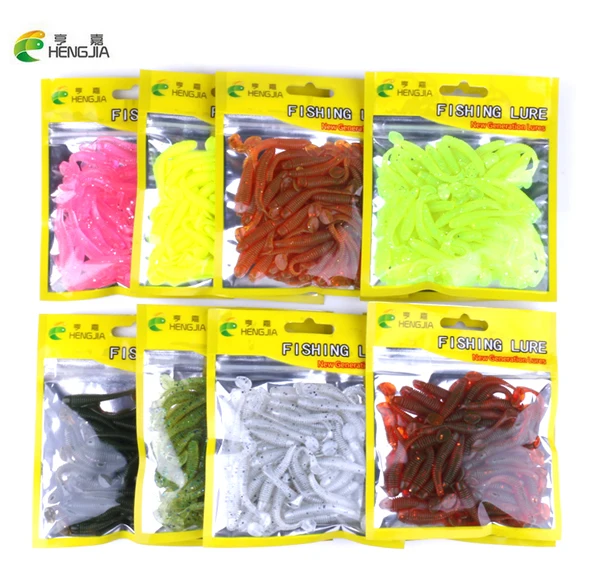 HENGJIA 50pcs/pack Fishing Lure Soft Bait 50mm/0.6g T Tail soft Fish SwimBait soft plastic worm bait Soft Lures Artificial Lures