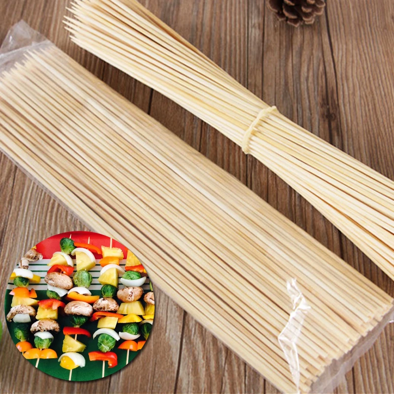 500pcs/pack 30cm x 3mm Bamboo Skewers Grill Wood Sticks Outdoor Barbecue Meat Food Fruit BBQ Party Skewer Barbecue Utensil Tool