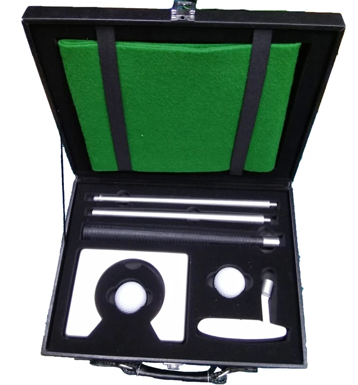 

Portable Indoor Golf Putting Practice Kit Ball Aluminum Alloy Golf Putting Training Set With Leaher Box