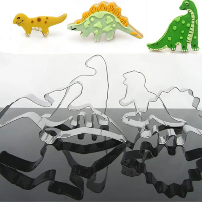 4pcs/set   Stainless Steel Dinosaur Fondant Cake Biscuit Cookie Cutter Decorating Tool Mold Mould D986