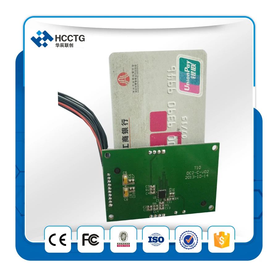 EMV L1 USB RS232 3 in 1 Magnetic Card IC Chip Contact Card 13.56MHZ NFC Smart Card Reader Module Max 4 SAM Slots HCC-T10-DC3