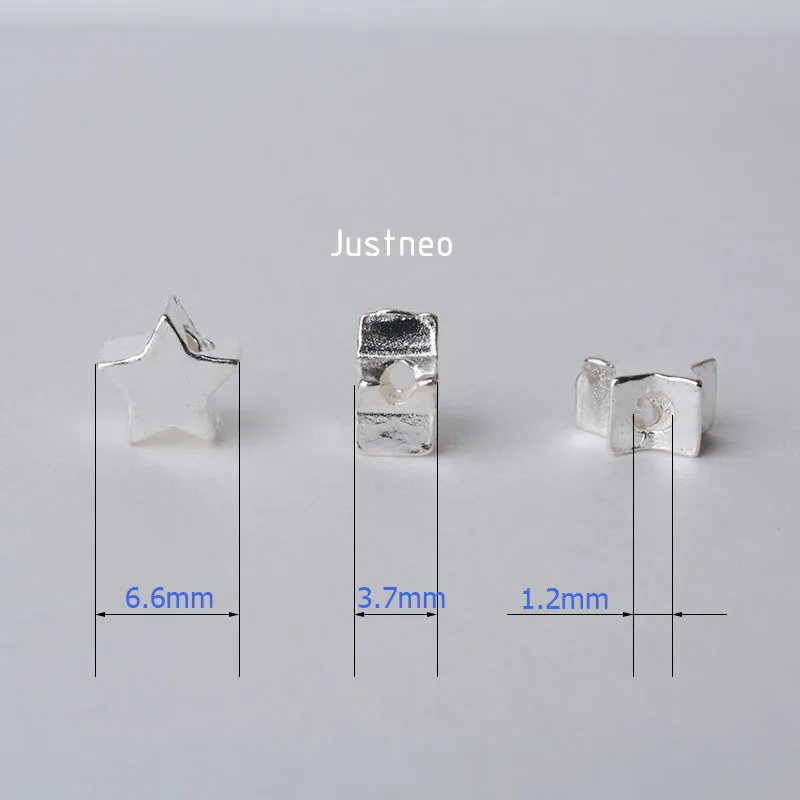 솔리드 925 스털링 실버 다섯개 스타 참 비즈, 스페이서 루즈 비드 1.2mm 구멍 쥬얼리 diy 구성 요소 액세서리