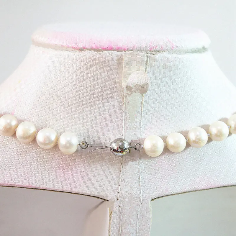 Natural White Freshwater Pearl Beads Necklace 7-8mm Round Pearls Beads Strand Chain Necklaces For Women Rope Jewelry 18inch B643