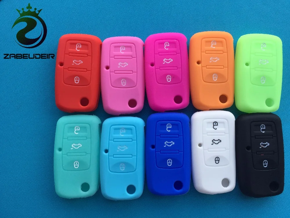 1Pcs Silicone Key Case Cover For VW Passat Touran Bora Polo Golf Ibiza Leon Octavia Fabia For Seat For Skoda 3 Button Remote Key