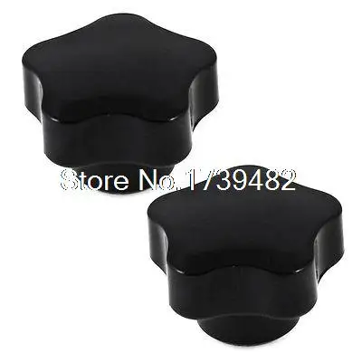 10mm Thread Diameter 38mm Star Head Screw On Type Clamping Knob Black 2 Pcs