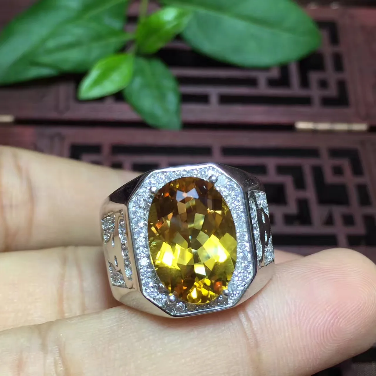 bull bright yellow natural citrine gem ring men ring jewelry 925 silver big size gem muscular power ring gift Christmas gift