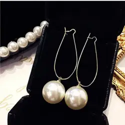 Korea Simple Net Red Wild Crystal Imitation Pearl Earrings Jewelry Long Temperament High Quality Earrings For Women Brincos