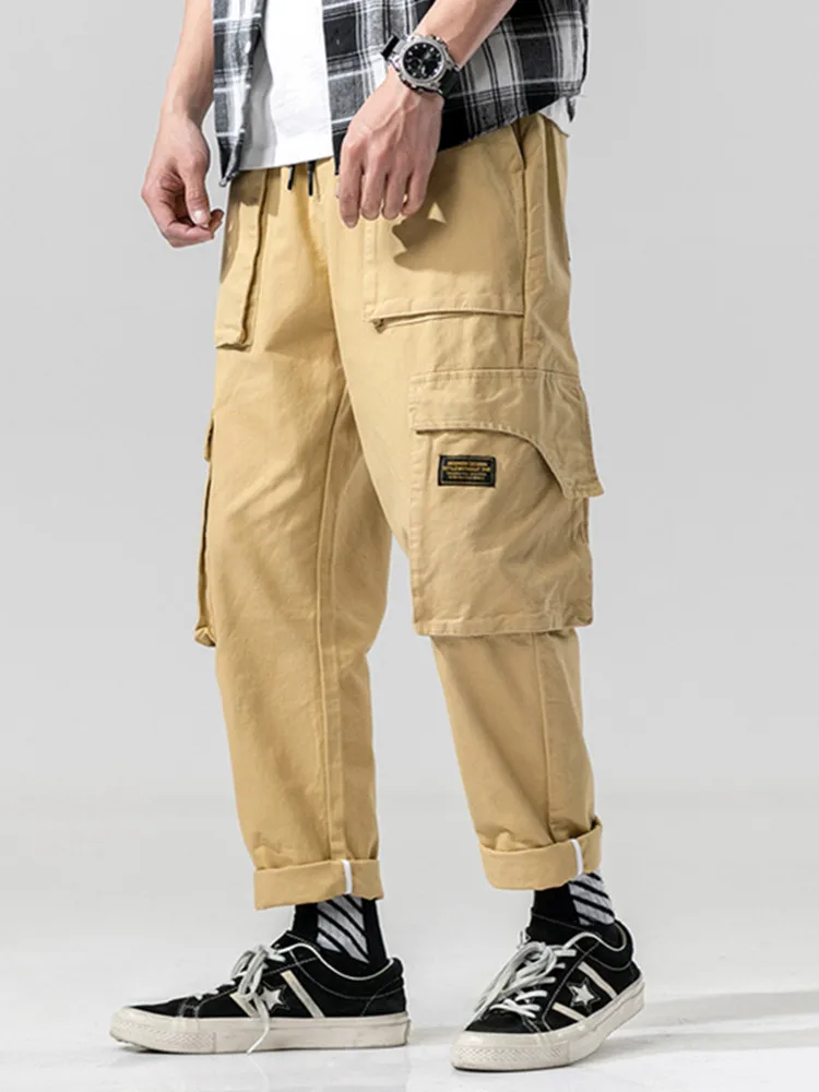 

EL BARCO Summer Hip Hop Men Cotton Cargo Pants Black Harem Streetwear Male Trousers Khaki Army Green Casual Joggers Sweatpants