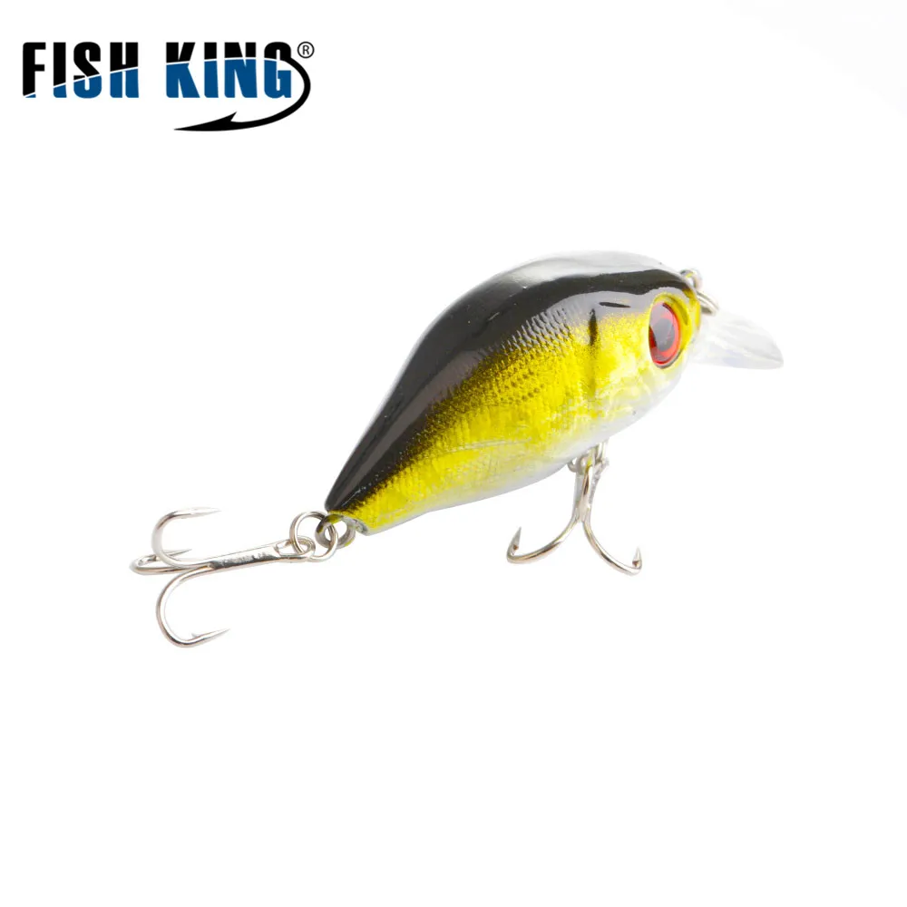 FISH KING 6.9g Crank Hard Bait Fishing Lure 5cm 3D Eye Fake Fish Crankbait Bass Swinbait Crankbaits Inshore Silicone Bait Popper