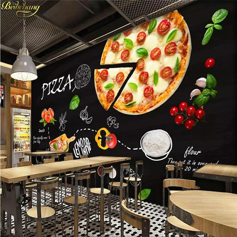 

Custom mural black Italian pizza wallpaper shop Western restaurant TV background wall paper papel de parede 3d home decoration
