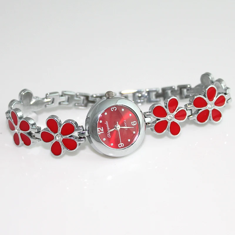 Chaoyada 10 partes moda flores faixa ouro rosa presente feminino casual quartzo vestido de pulso mistura relógios de pulso o31m10 presentes para mulheres