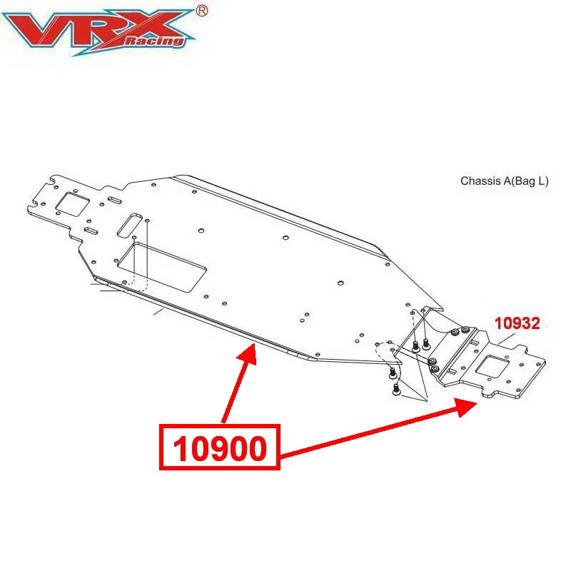 VRX RC Car Upgrade Parts 10900 Aluminum Chassis Plate 1 set Fit 1/10 Scale VRX Racing 4WD RC Car Toys For Children Adults