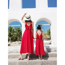 Mother Daughter Dresses Matching Summer Maxi Dress Long Birthday Party Wedding Dresses Red Mom Daughter Matching Clothes