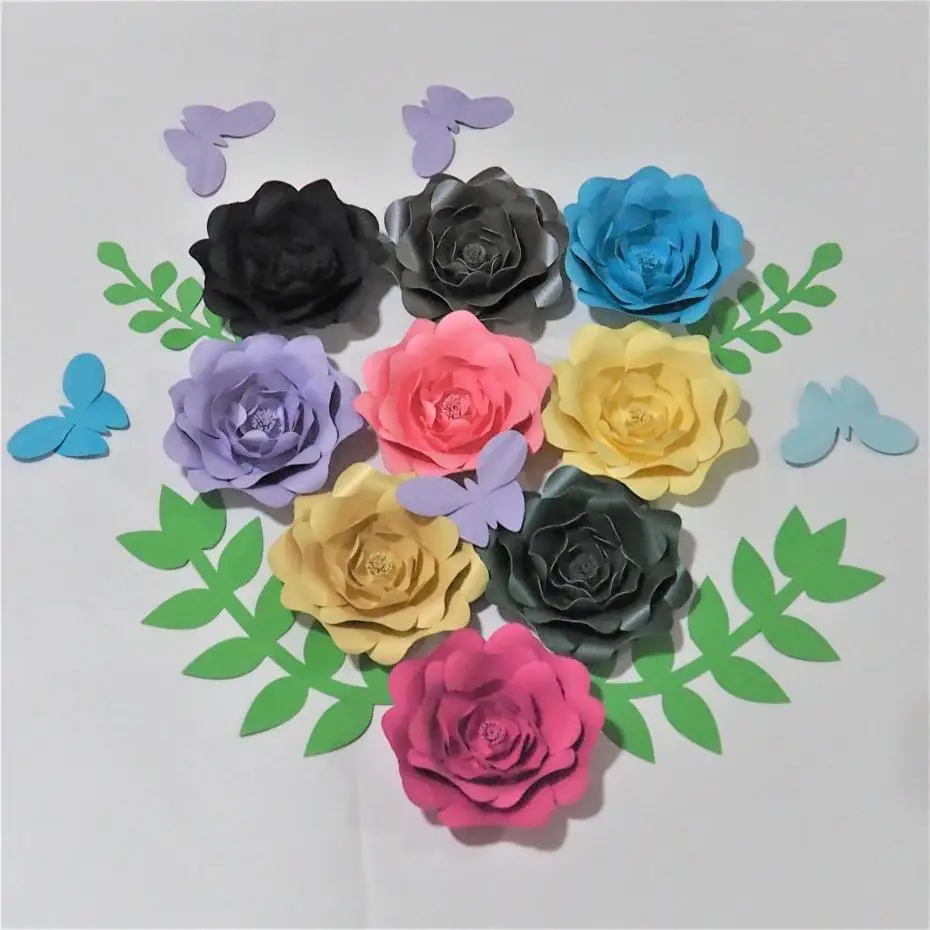 

2018 Set of 9 Giant Flowers + 4PCS Leaves + 5PCS Butterflies For Baby Nursery Baby Shower Retail Store Decorations Wedding Deco