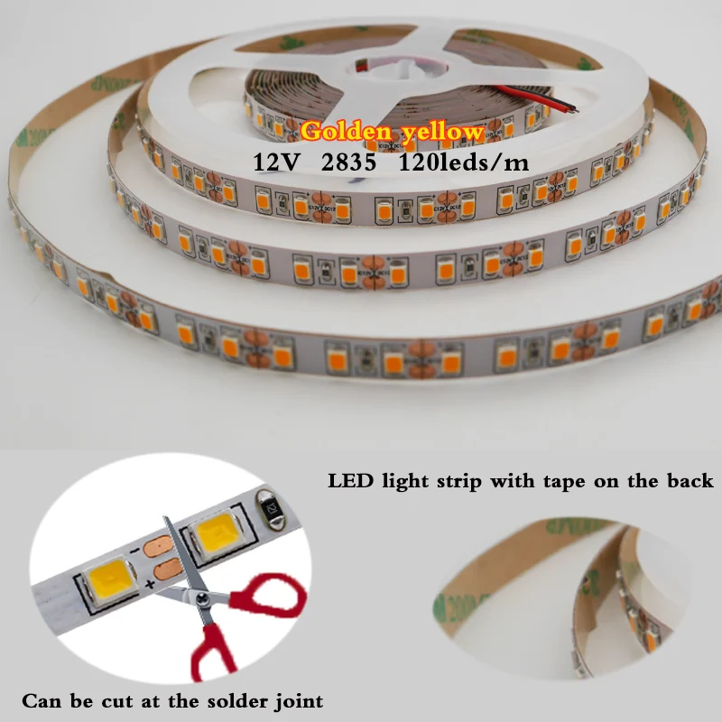 

Flexible LED Strip light 5M DC 12V2835 SMD 120 Leds/m NO-Waterproof white/warm white/Natural White/blue/Ice blue/golden yellow