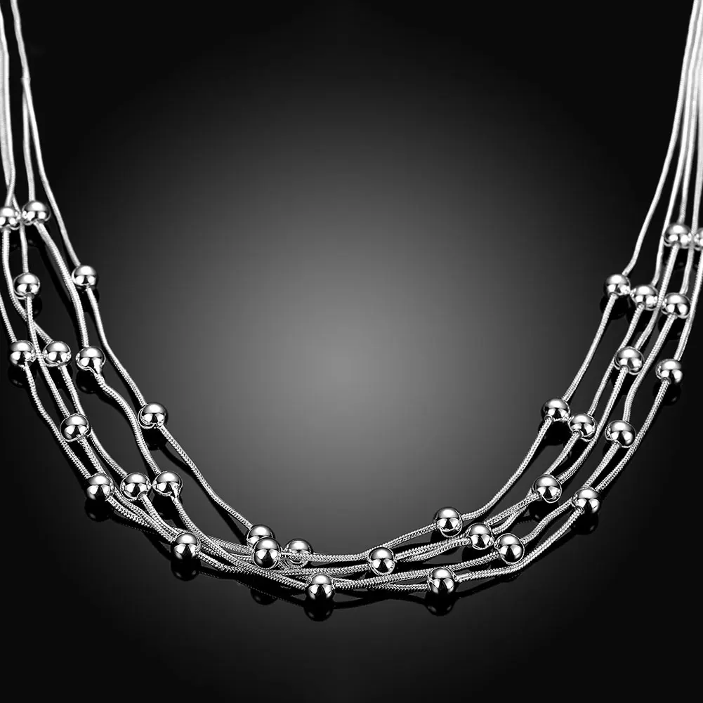 Five Line Snake Chain Light Beads Necklaces Necklaces & Pendants for Women Silver Plated Fashion Choker Chains Jewelry Xmas Gift