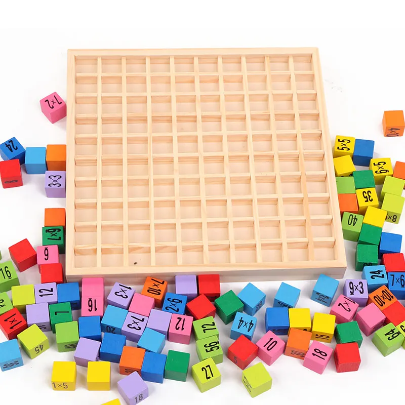 Houten Speelgoed 99 Vermenigvuldiging Tafel Math Speelgoed 10*10 Figuur Blokken Baby Kleurrijke Kind Kids Vroege Educatief Montessori Geschenken