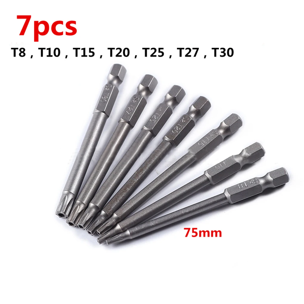 

7Pcs Set 75mm 1/4" Hex Shank S2 Magnetic Plum Type Screwdriver Bit Electric Screwdriver Bit Hand Tools