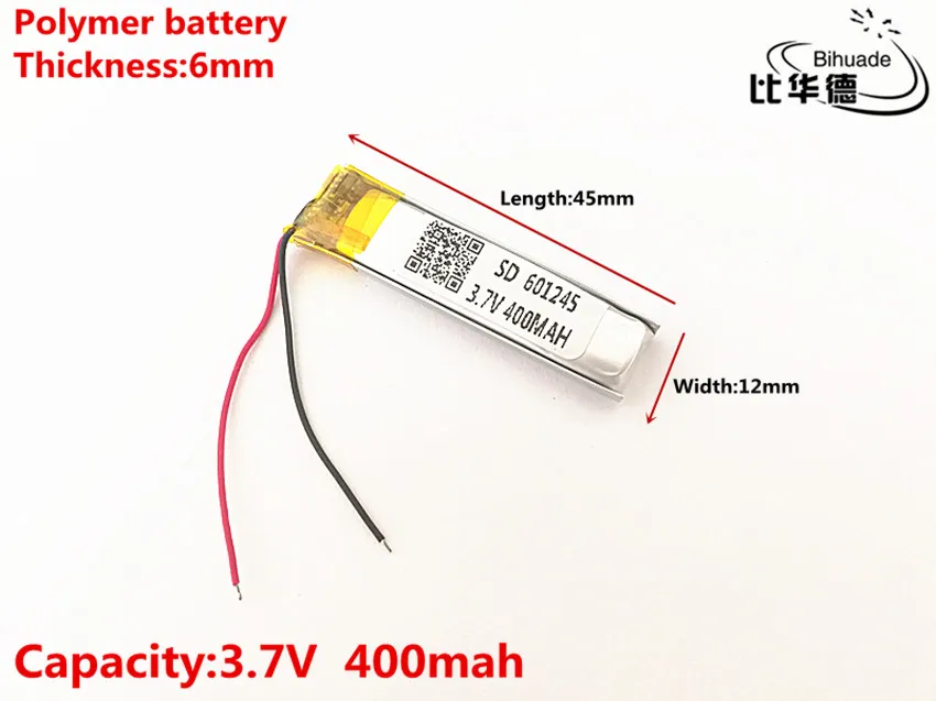 1 ピース/ロット 3.7 V 、 400 mAH 、 601245 ポリマーリチウムイオン/リチウムイオン電池のためのおもちゃ、電源銀行、 GPS 、 mp3 、 mp4