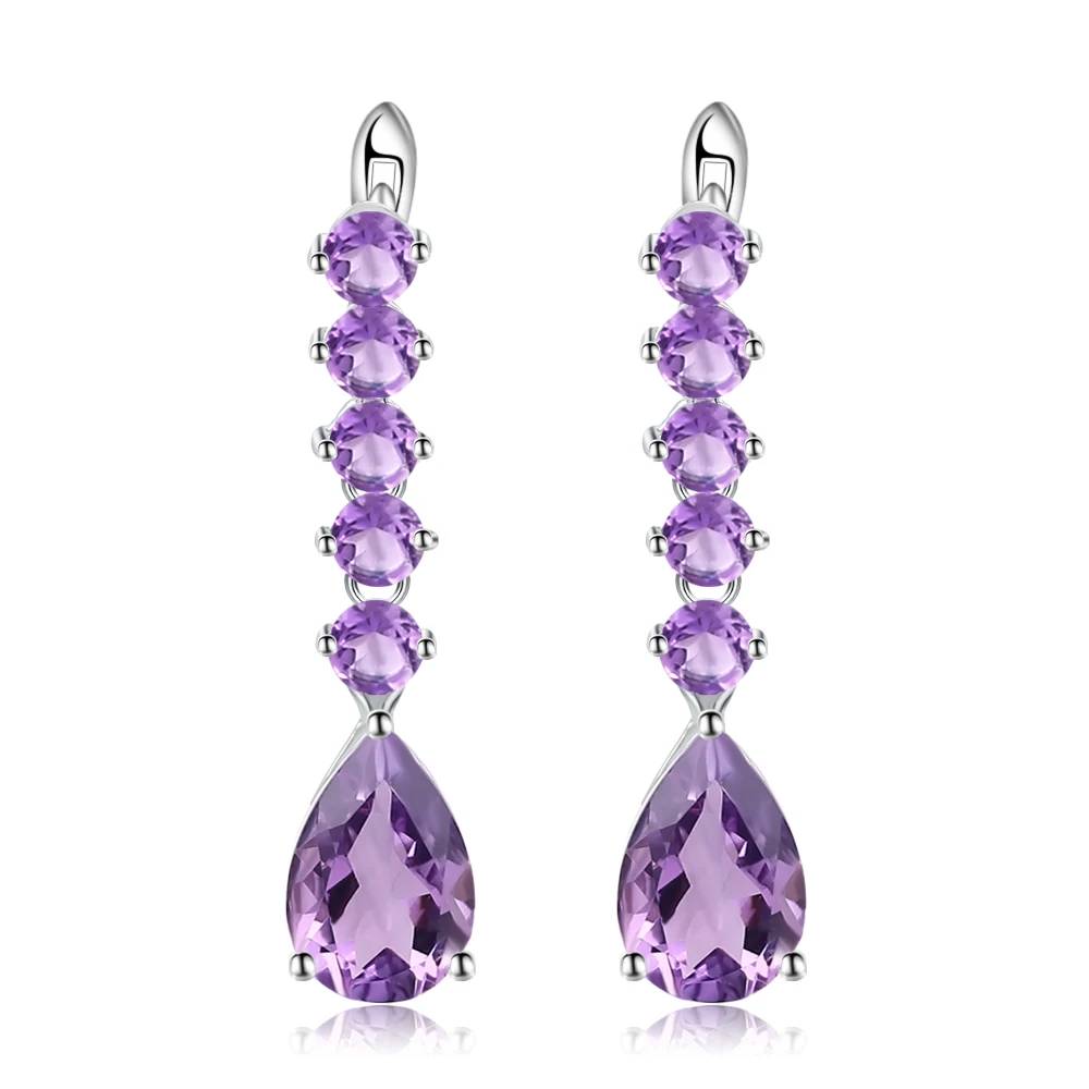 Gem\'s Ballet 8.91Ct Natural Amethyst Vintage Long Earrings 925 Sterling Silver Gemstone Drop Earrings For Women Fine Jewelry