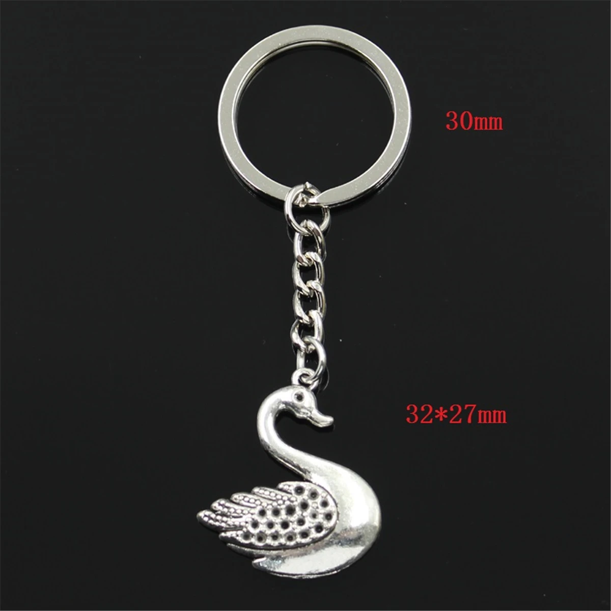 New Keychain 32x27mm Swan Pendants DIY Men Car Key Chain Ring Holder Keyring Souvenir Jewelry Gift