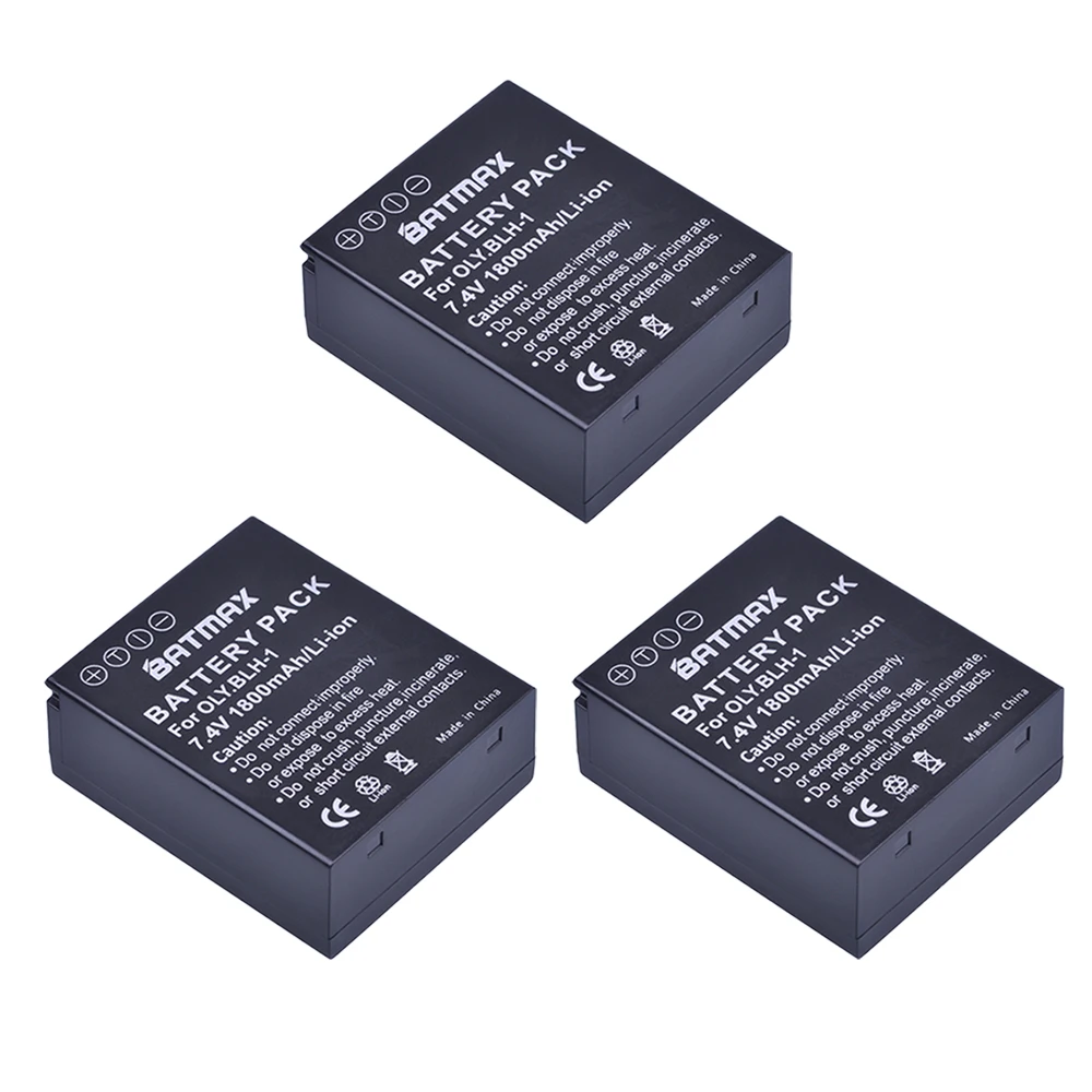 

Batmax 3Pcs 1800mAh BLH-1 BLH1 Camera Batteries Accu for Olympus Digital Cameras EM1 MARK II EM1-2 EM1 Mark 2