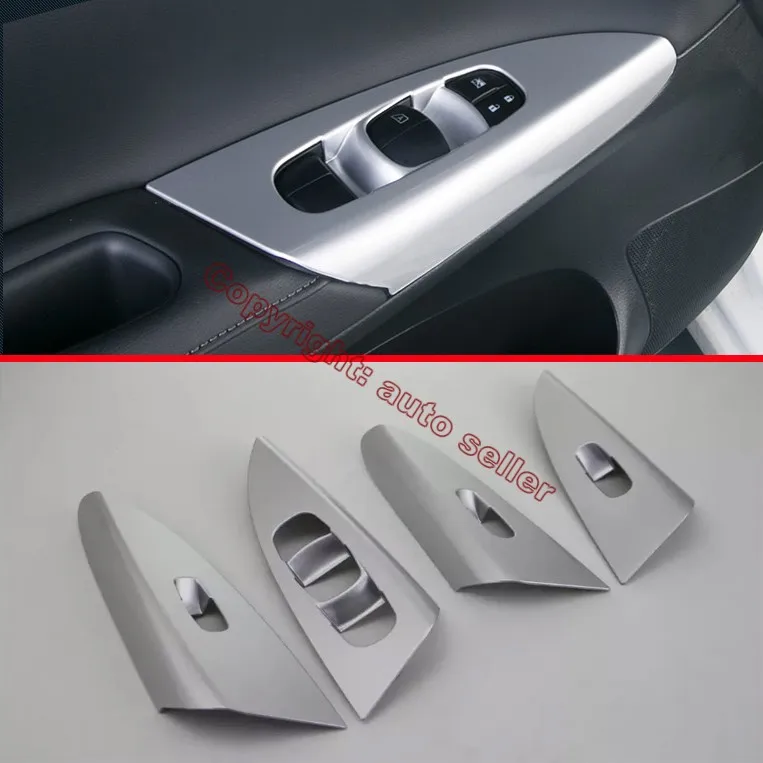 ABS Pearl Chrome Inside Interior Door buttons panel Cover Trim For Nissan Sentra 2016 2017  Car Accessories Stickers