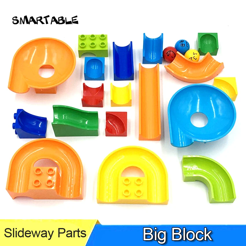 Smartable Ball Slideway Crazy Maze Race Run Track Building Block Parts Compatible Marble Run Toys For Kids Random Colors 