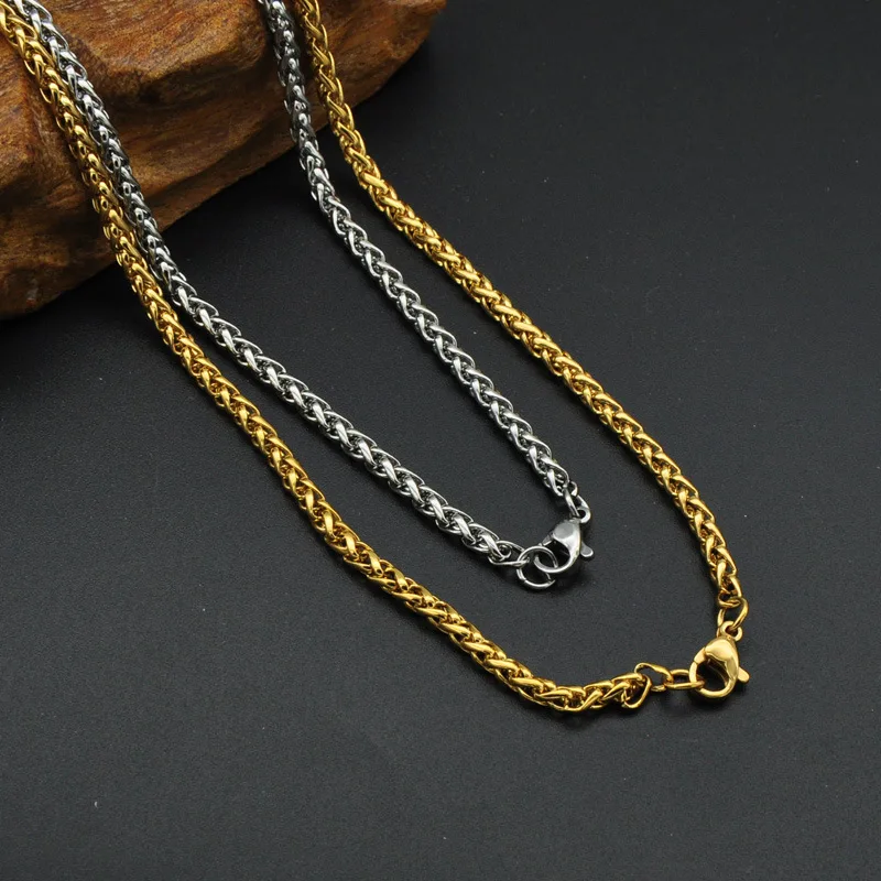 USENSET Gold Plated Textured Rope Chain Necklace Minimalist Stainless Steel Men Chains Neck Jewelry чокер