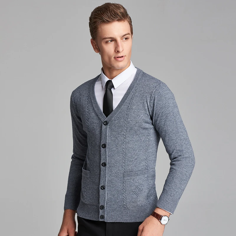 

New Male Cable Sweater Cardgian Autumn Wool Knit Cardigan Buttons Ups Wool Clothes