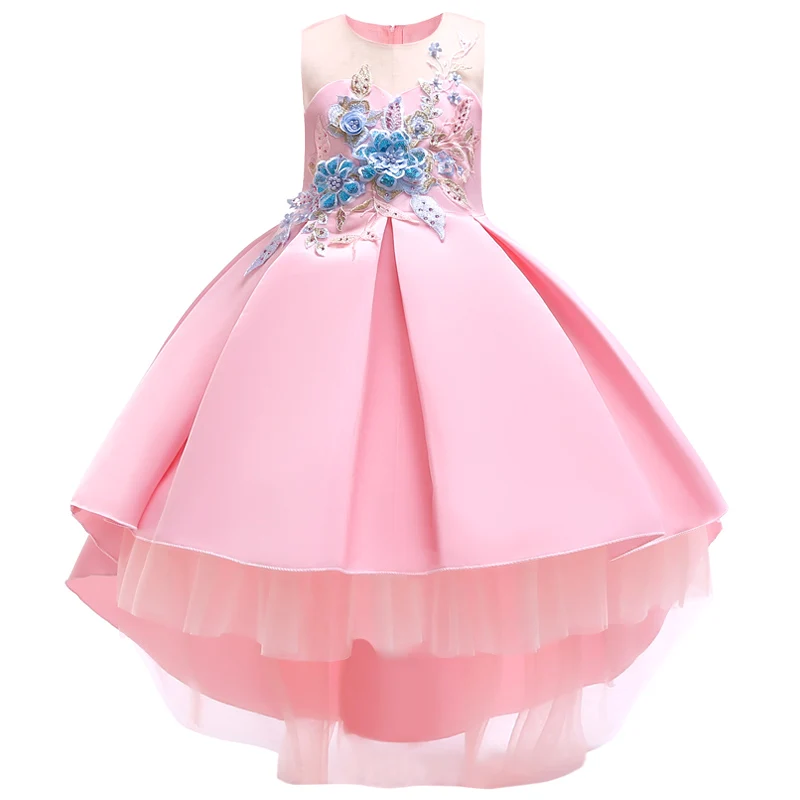 2-10 year Children Clothing clothes Kids girl stripe bow Princess Dress for Girl Party Birthday Festive pink flower girl dresses