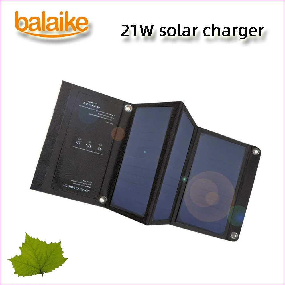 

Balaike 21W Foldable Waterproof Solar Panel Charger Mobile Power Bank for Smartphones Tablets Dual USB Ports Outdoor