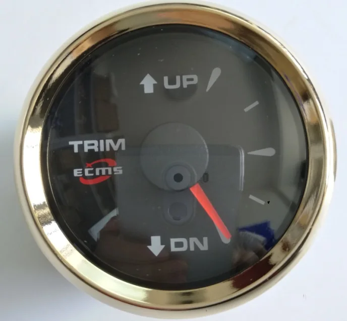 New Design Marine Boat Yacht Automotive Trim Gauge UP-DN 0-190 Ohms 9-32V 52mm 2 Inch 316L Gold Bezel Black Dial 802-00058