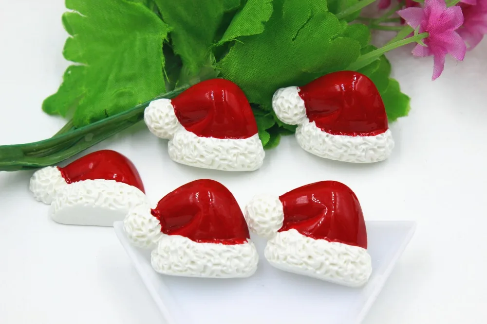 30pcs/lot about 25MM flat back resin Christmas  hat DIY resin cabochons accessories