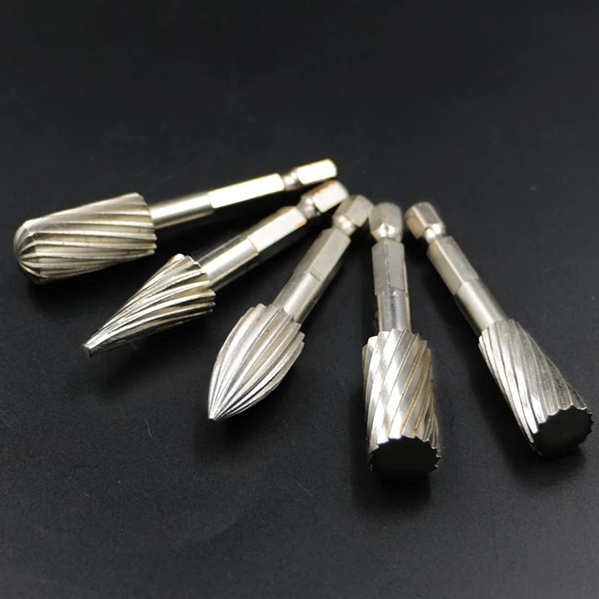 

5pcs/set Hard High Speed Steel Rotary Files Burrs Woodworking Rasp Tools for Carving/Grinding/Polishing