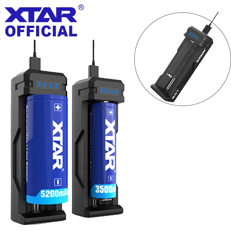 XTAR przenośna ładowarka SC1 2A szybkie ładowanie typu C akumulator 18700/20700/21700/22650/25500/26650/18650 ładowarka