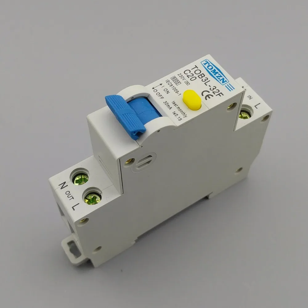 18MM RCBO 20A 1P+N 6KA Residual current Circuit breaker differential automatic with over current and Leakage protection