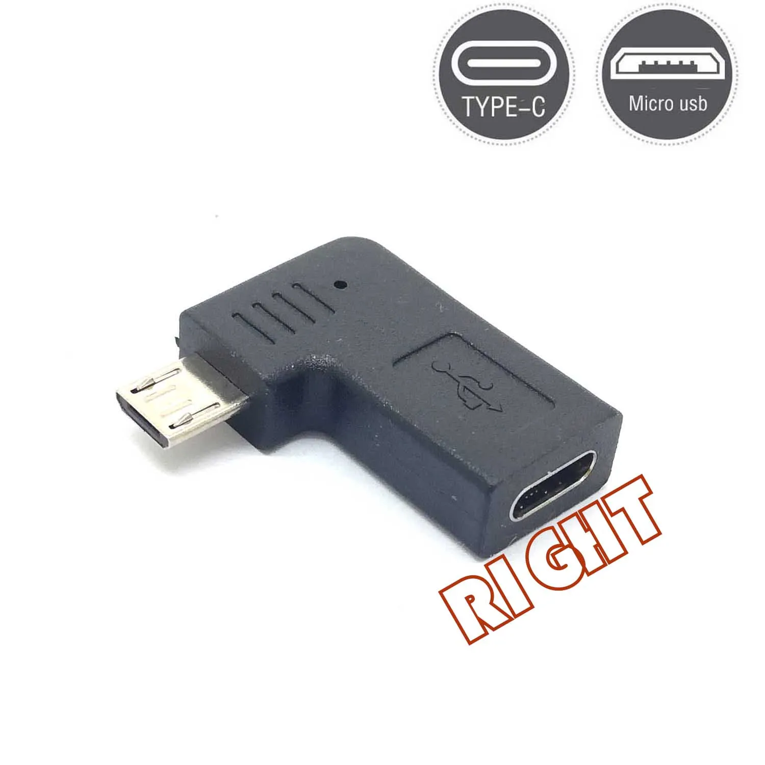 90 زاوية من النوع C أنثى إلى Micro-B Micro ذكر شاحن USB محول كابل بيانات otg oy