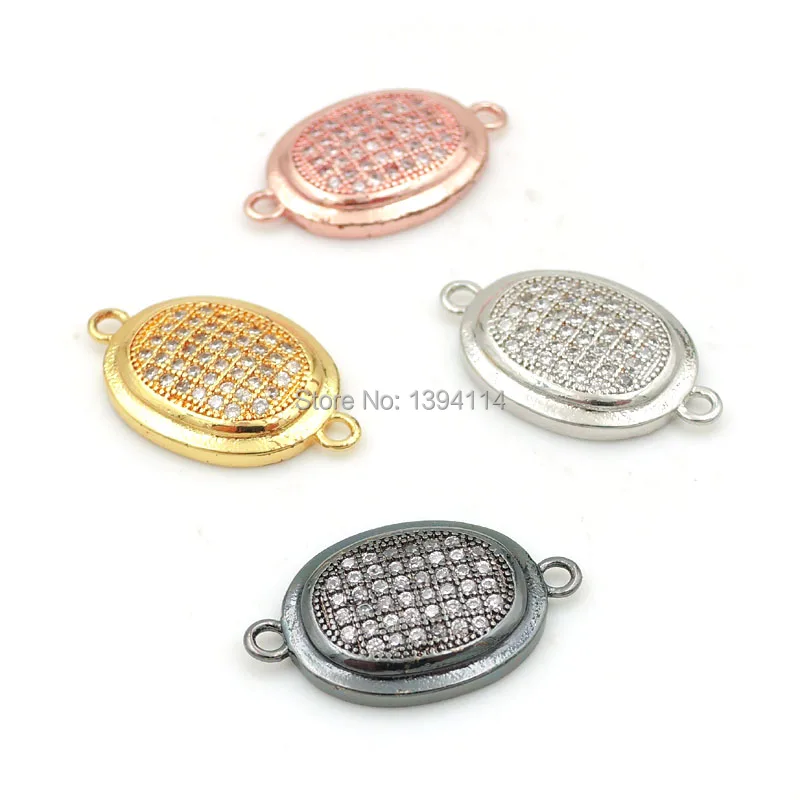 

19*11*2mm Micro Pave Clear CZ Oval Connector Fit For Women As DIY Bracelets Accessory