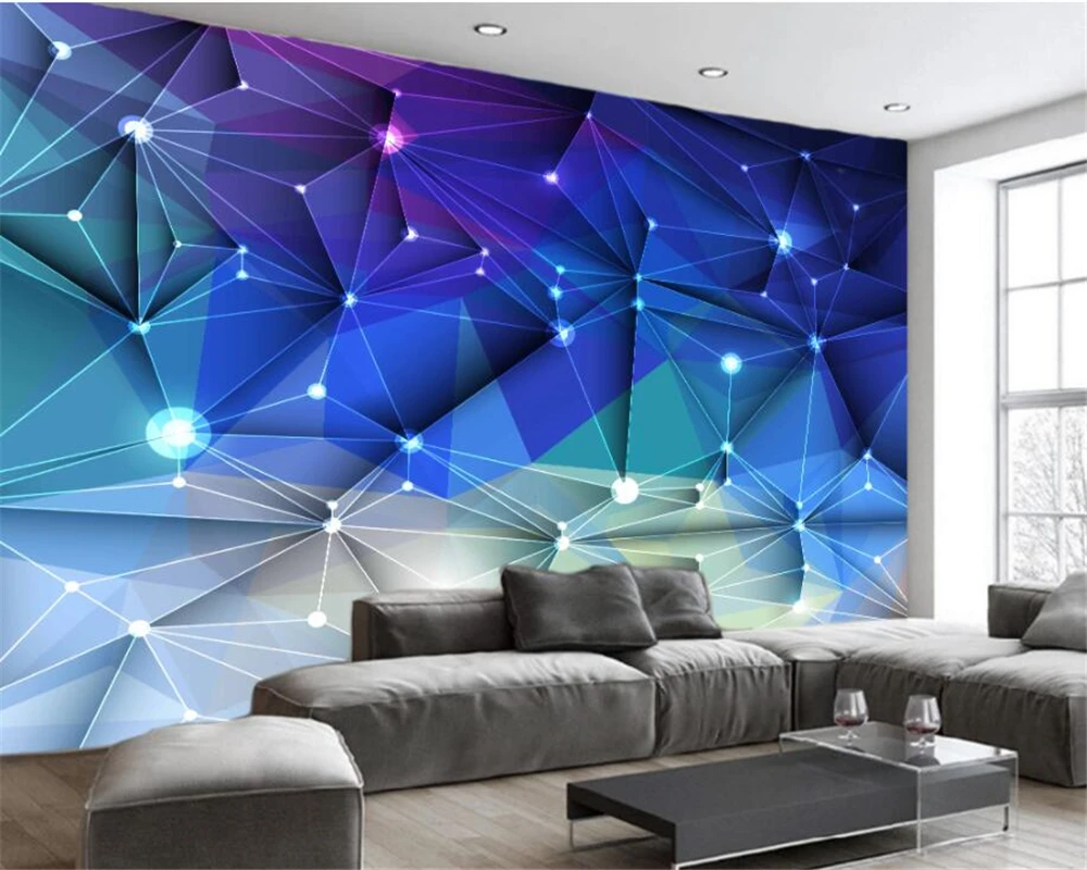 beibehang Custom Photo Wallpaper Abstract blue geometric polygon sky KTV bar restaurant background wall wall papers home decor