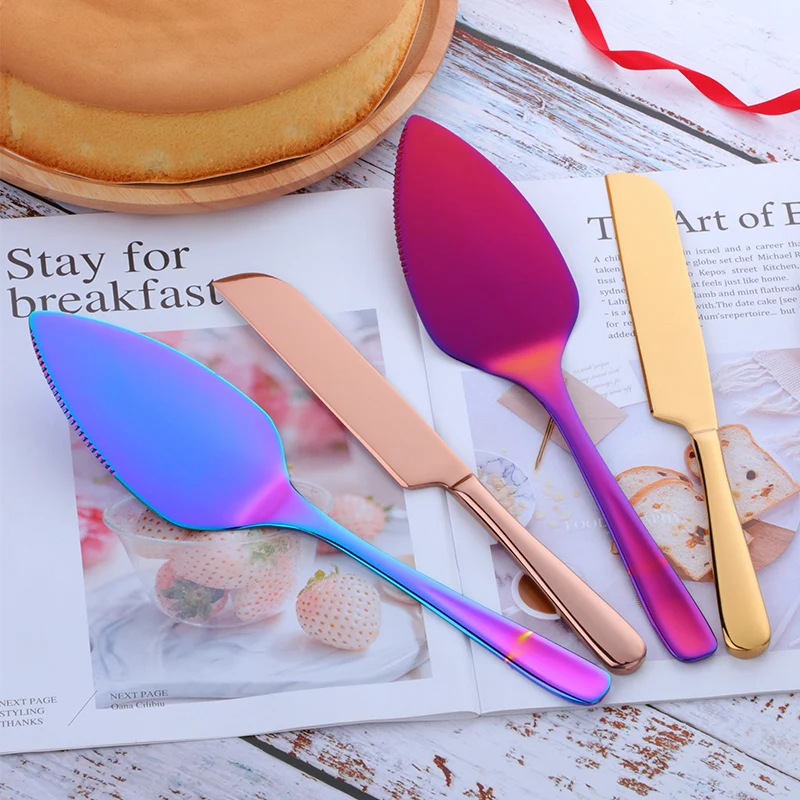 2PC Cake/Pizza Shovel Knife Server Bread Knife Stainless Steel Pizza Cutter Pie Pastry Spatulas Ustensiles Patisserie Accesoires