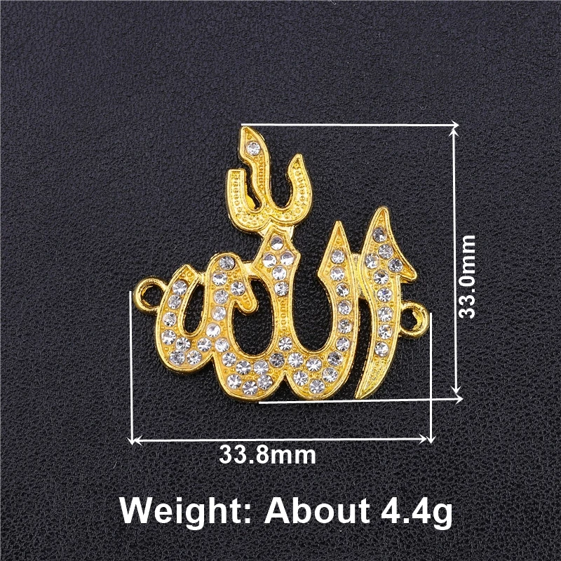 Juya DIY Jewelry Making Accessories Gold/Silver Color Rhinestone Crescent Allah Ramadan Kareem Moon Charms Pendants